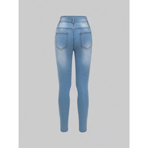Floerns Girls Ripped High Waisted Skinny Denim Jeans Long Pants