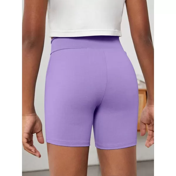 Floerns Girl's Sports Shorts Rib Knitted Sporty Athletic Running Kids Biker Shorts