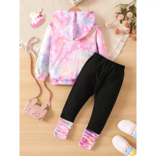 Floerns Girl's Two Piece Outfit Tie Dye Long Sleeve Hoodie And Sweatpants Set