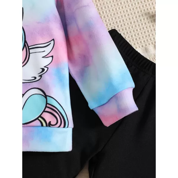 Floerns Girl's Two Piece Outfit Tie Dye Long Sleeve Hoodie And Sweatpants Set