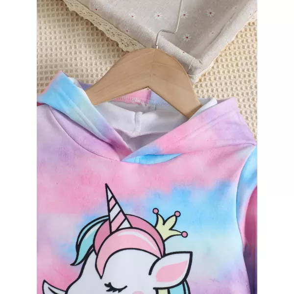 Floerns Girl's Two Piece Outfit Tie Dye Long Sleeve Hoodie And Sweatpants Set