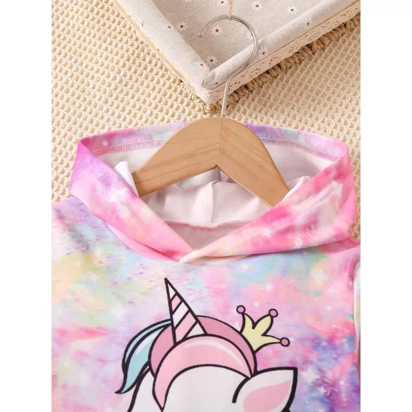 Floerns Girl's Two Piece Outfit Tie Dye Long Sleeve Hoodie And Sweatpants Set