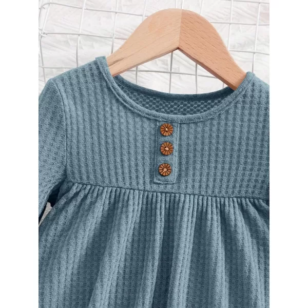 Floerns Girl's long sleeve rib knit peplum tee top with pants set 2 piece outfit