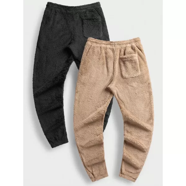 Floerns Men's 2 Pcs Letter Patched Drawstring Waist Thermal Track Jogger Pants