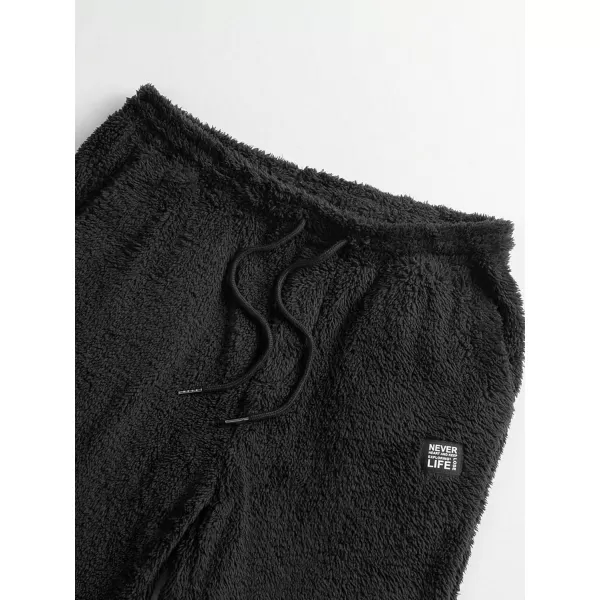Floerns Men's 2 Pcs Letter Patched Drawstring Waist Thermal Track Jogger Pants