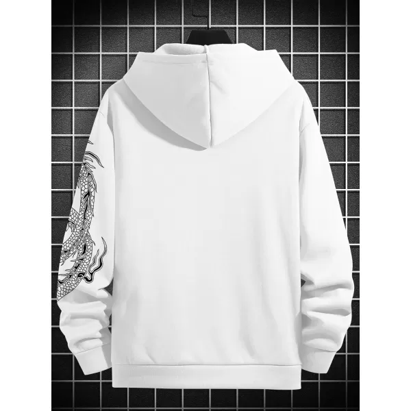 Floerns Men's Causal Graphic Print Long Sleeve Zip Up Drawstring Thermal Hoodies Sweatshirt With Pockets