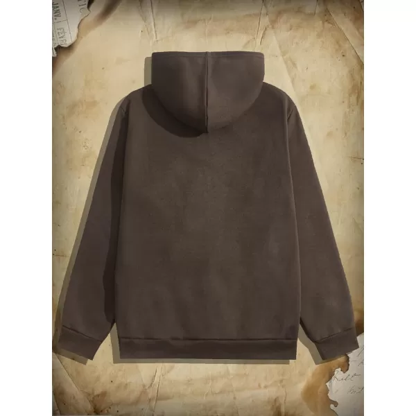 Floerns Men's Causal Graphic Print Long Sleeve Zip Up Drawstring Thermal Hoodies Sweatshirt With Pockets