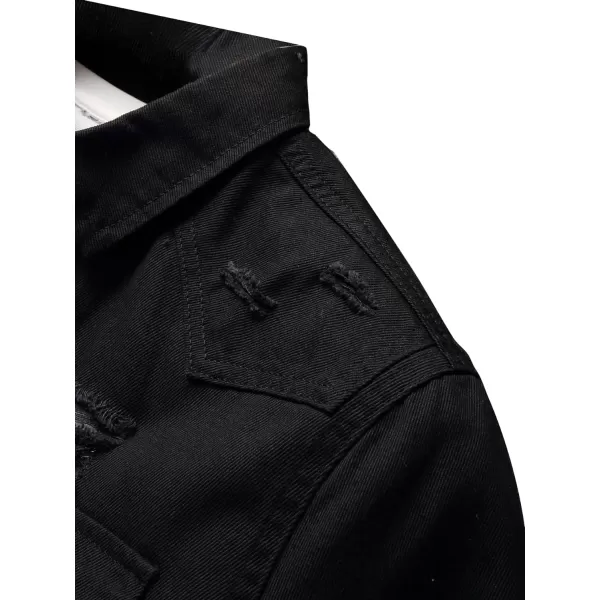 Floerns Men's Causal Ripped Button Front Dual Pocket Short Sleeve Denim Shirt Without Tee