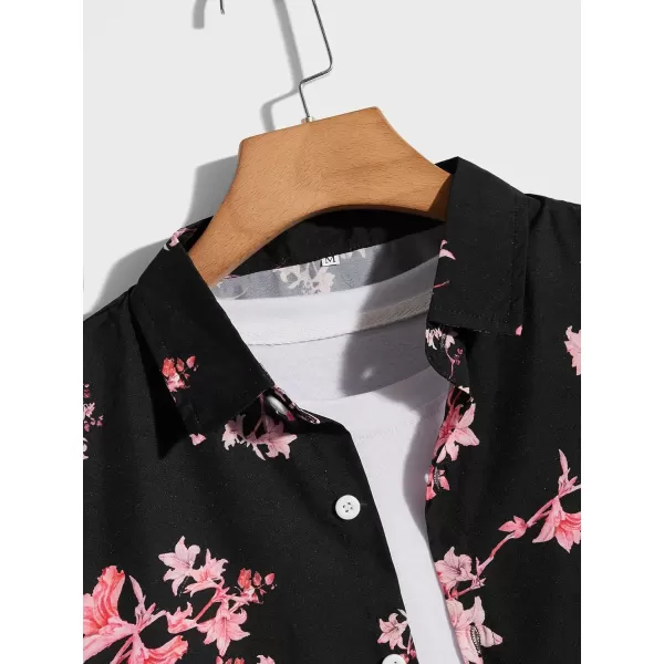 Floerns Men's Causal Summer Print Hawaiian Shirt Short Sleeve Button Down Beach Shirts