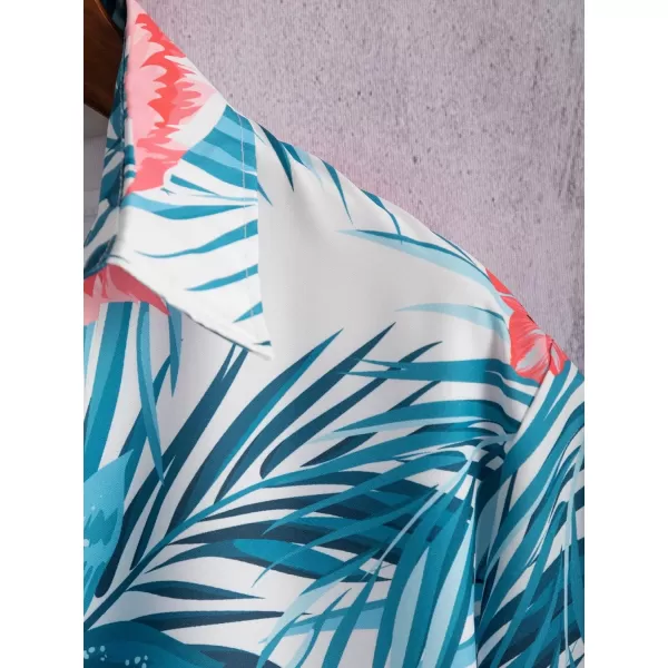 Floerns Men's Causal Summer Print Hawaiian Shirt Short Sleeve Button Down Beach Shirts