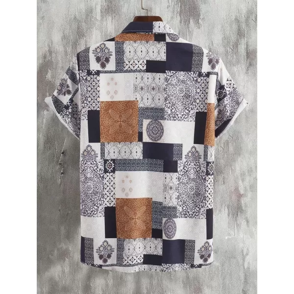Floerns Men's Causal Summer Print Hawaiian Shirt Short Sleeve Button Down Beach Shirts