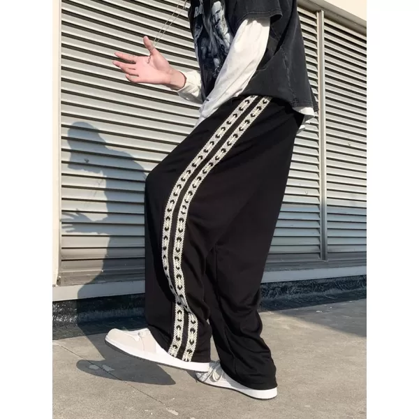 Floerns Men's Drawstring Waist Pants Tie Front Wide Leg Loose Fit Trousers