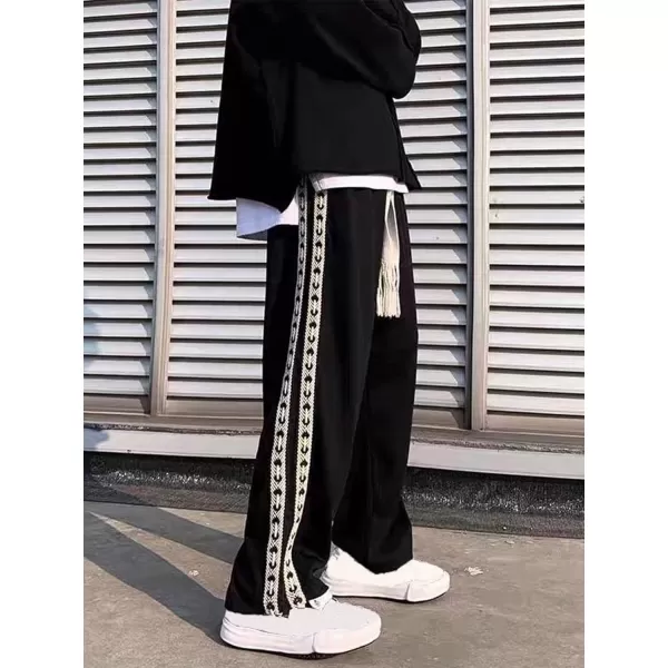 Floerns Men's Drawstring Waist Pants Tie Front Wide Leg Loose Fit Trousers