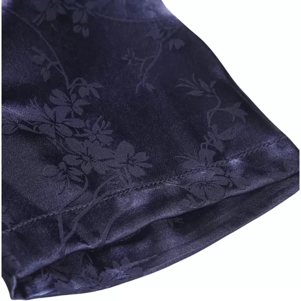 Floerns Men's Floral Jacquard Short Sleeve Button Front Satin Shirt Blouse Top