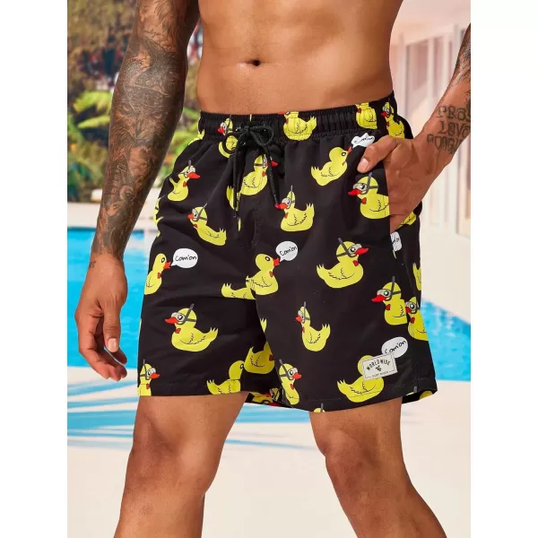 Floerns Men's Graphic Print Board Shorts Drawstring Waist Beach Swim Trunks