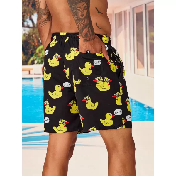 Floerns Men's Graphic Print Board Shorts Drawstring Waist Beach Swim Trunks