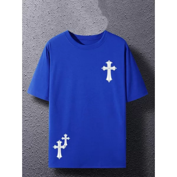 Floerns Men's Graphic Print Short Sleeve T Shirts Crewneck Tee Shirts Top