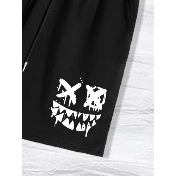 Floerns Men's Graphic Print T Shirt Drawstring Waist Shorts Set 2 Piece Outfit