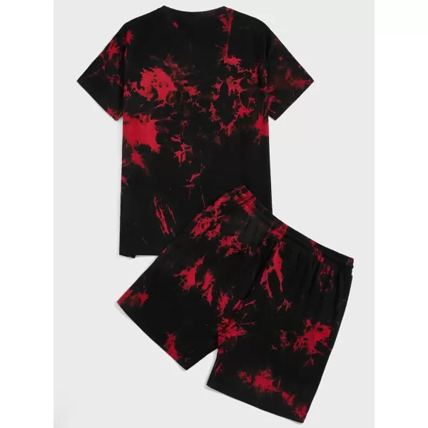 Floerns Men's Graphic Print T Shirt Drawstring Waist Shorts Set 2 Piece Outfit