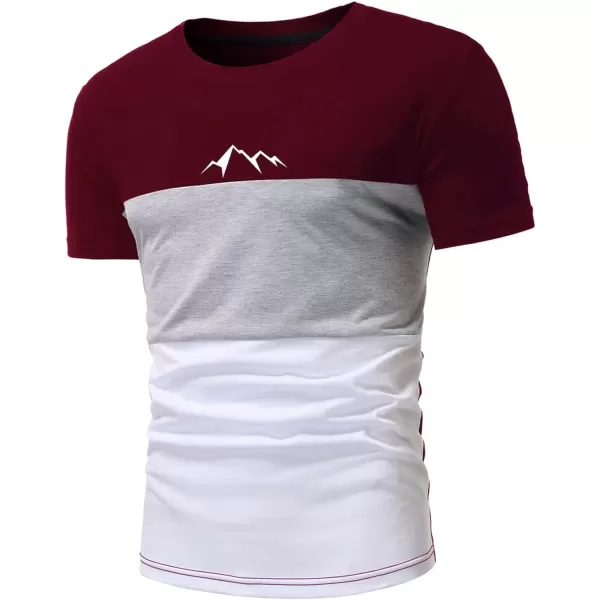 Floerns Men's Letter Print Short Sleeve Colorblock Crewneck Casual Tee Shirt