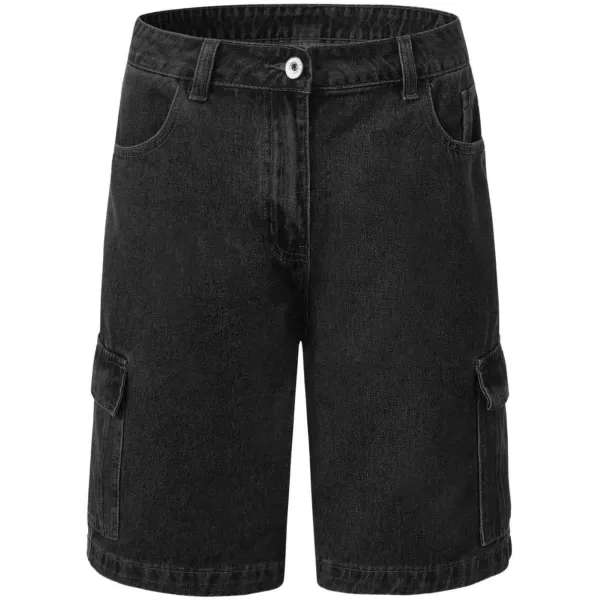 Floerns Men's Loose Hip Hop Flap Pocket Side Denim Shorts Jeans with Cargo Pockets