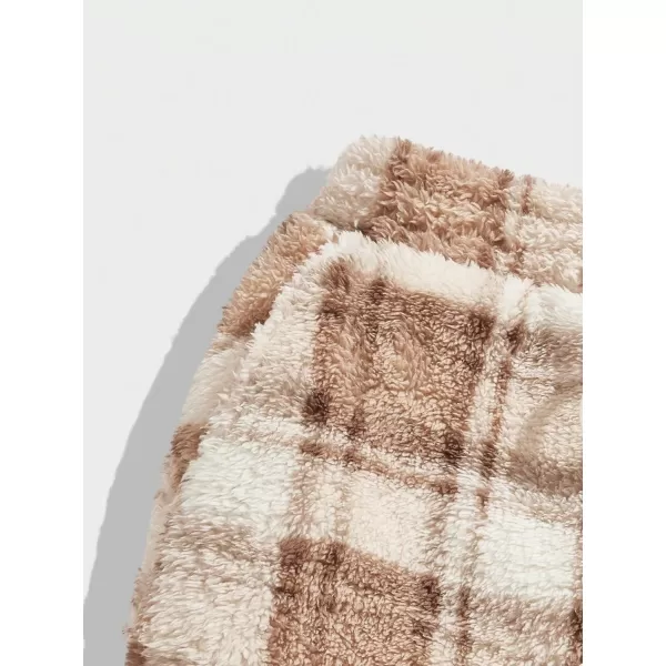 Floerns Men's Plaid Print Drawstring Waist Warm Teddy Flannel Jooger Pants