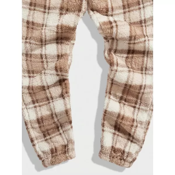 Floerns Men's Plaid Print Drawstring Waist Warm Teddy Flannel Jooger Pants