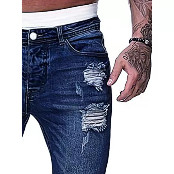 Floerns Men's Ripped Skinny Pants Distressed Denim Jeans with Pocket