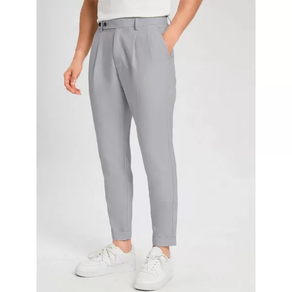 Floerns Men's Slant Pocket Fold Pleated Workout Pants Office Tailored Pants