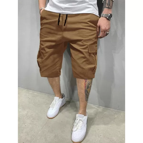 Floerns Men's Solid Flap Pocket Drawstring Waist Cargo Loose Shorts