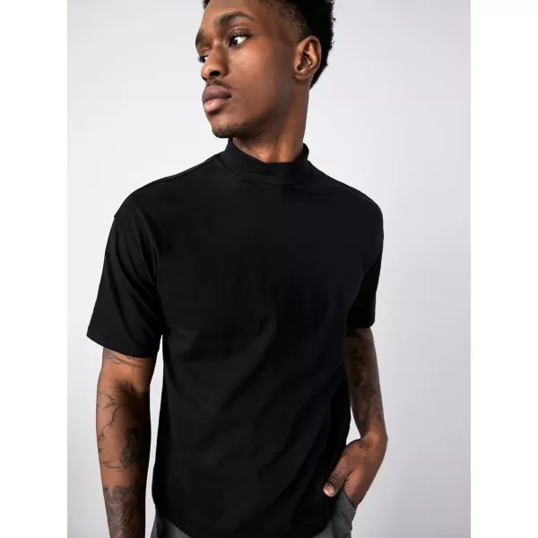 Floerns Men's Solid Mock Neck Short Sleeve Tee Basic T Shirts