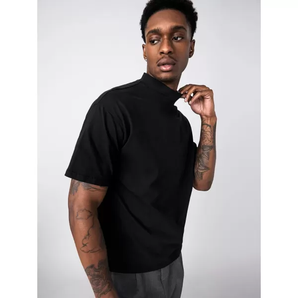 Floerns Men's Solid Mock Neck Short Sleeve Tee Basic T Shirts