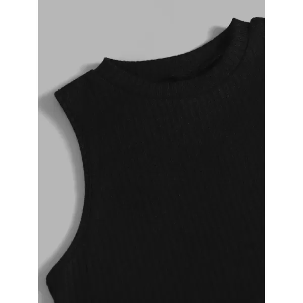 Floerns Women's 2 Piece Sleeveless Rib Knit Round Neck Camisole Tank Top