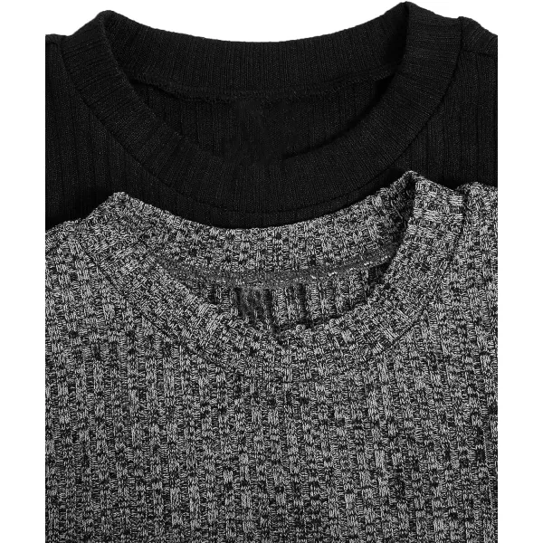 Floerns Women's 2 Piece Sleeveless Rib Knit Round Neck Camisole Tank Top