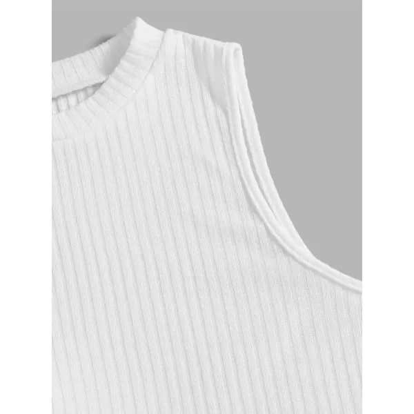 Floerns Women's 2 Piece Sleeveless Rib Knit Round Neck Camisole Tank Top