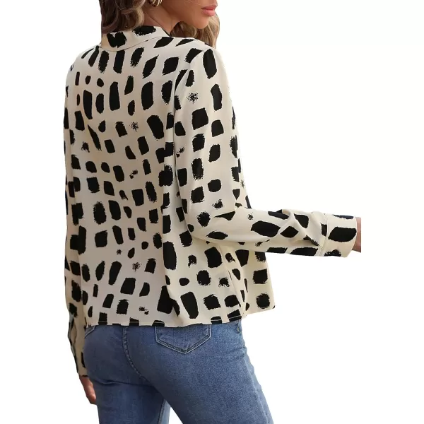 Floerns Women's All Over Print V Neck Blouse Shirt Long Sleeve Casual Work Tops
