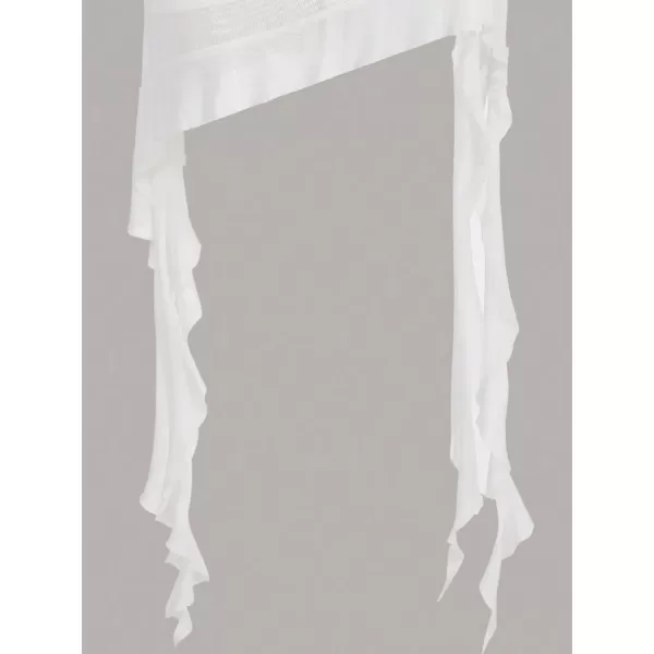 Floerns Women's Asymmetrical Side Ruched Ruffle Trim Low Waist Mini Skirt
