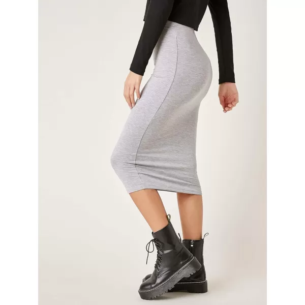 Floerns Women's Basic Solid Stretch High Waist Bodycon Midi Pencil Skirt