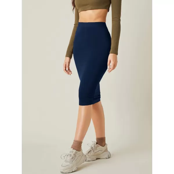 Floerns Women's Basic Solid Stretch High Waist Bodycon Midi Pencil Skirt