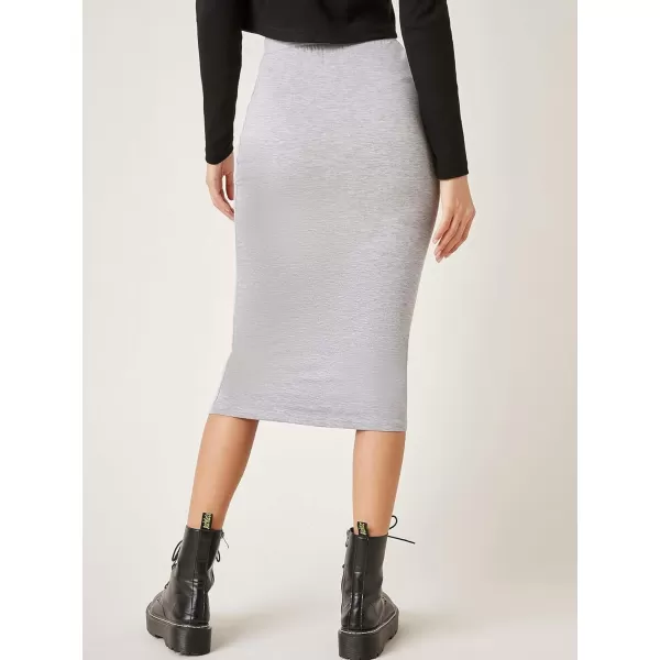 Floerns Women's Basic Solid Stretch High Waist Bodycon Midi Pencil Skirt