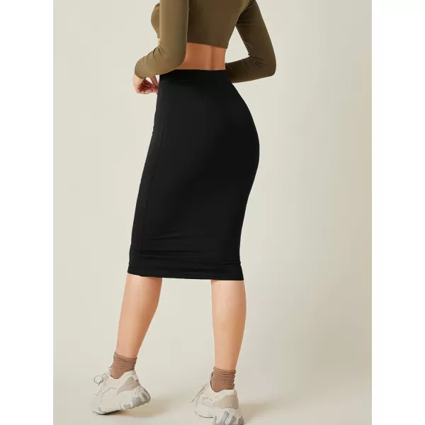 Floerns Women's Basic Solid Stretch High Waist Bodycon Midi Pencil Skirt