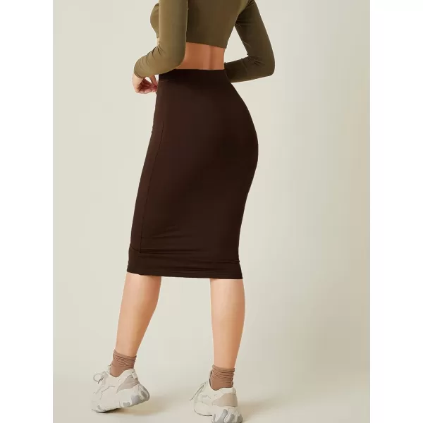 Floerns Women's Basic Solid Stretch High Waist Bodycon Midi Pencil Skirt