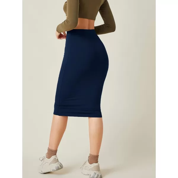Floerns Women's Basic Solid Stretch High Waist Bodycon Midi Pencil Skirt