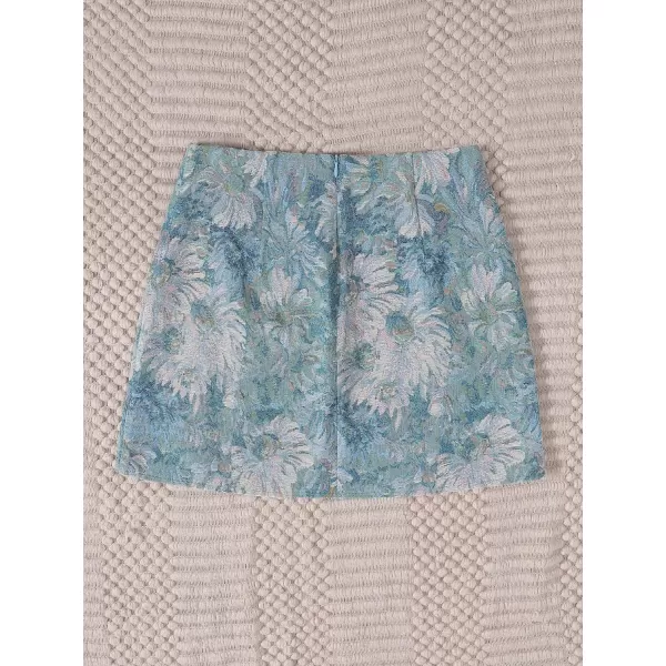 Floerns Women's Boho Floral Jacquard High Waist Split Hem Short Mini Skirt