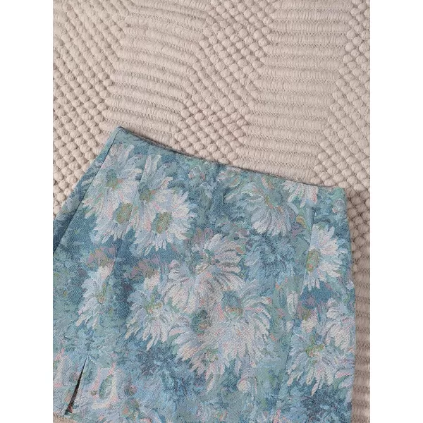 Floerns Women's Boho Floral Jacquard High Waist Split Hem Short Mini Skirt
