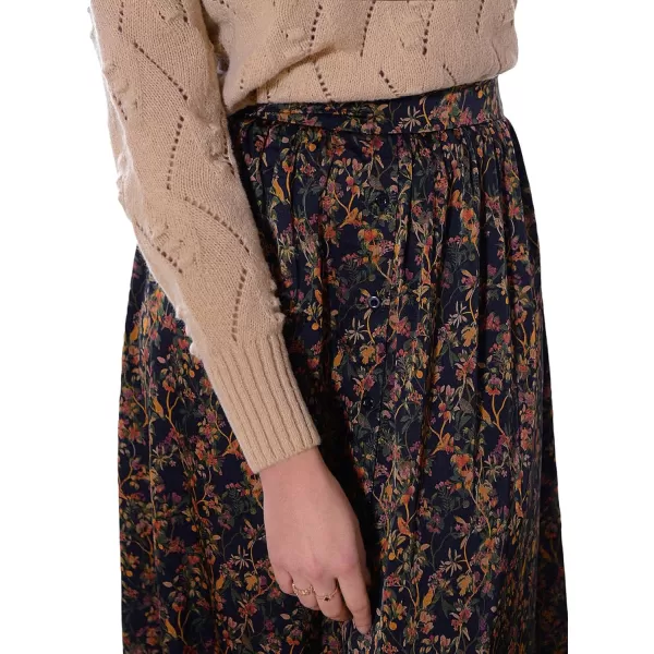 Floerns Women's Boho Floral Print High Waist Split Swing Midi Skirt