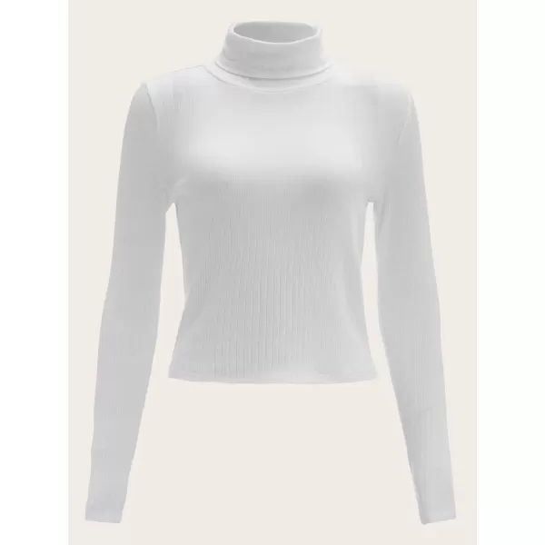 Floerns Women's Casual 2 Pcs Rib Knit High Neck Long Sleeve Tee Tshirt Tops