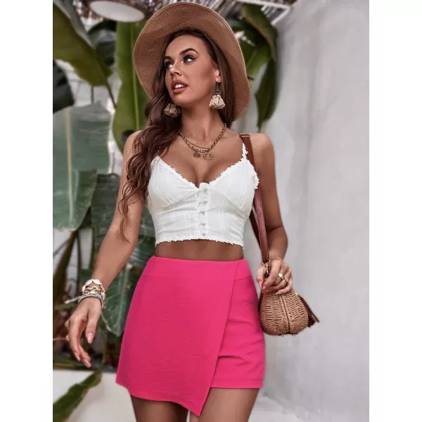 Floerns Women's Casual Asymmetrical High Waisted Bodycon Pencil Skirt Shorts