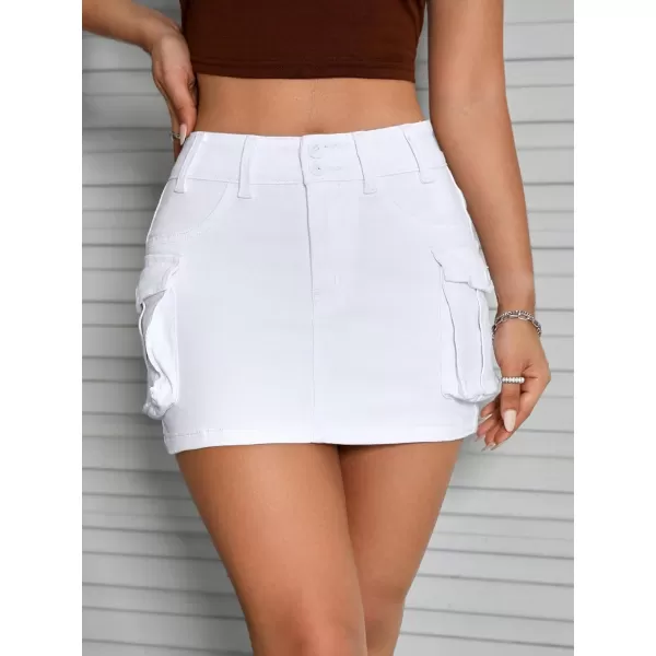 Floerns Women's Casual High Waist Flap Pocket Straight Cargo Denim Mini Skirt