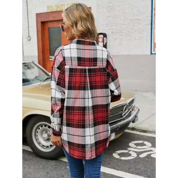 Floerns Women's Casual Plaid Long Sleeve Button Front Collar Blouses Shirts Top